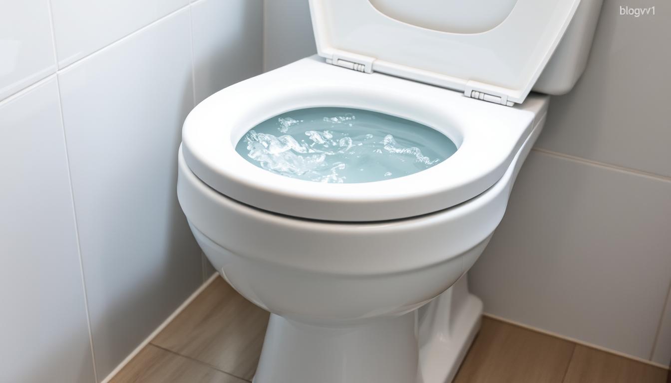 Vaso Sanitário Com a Água Mais Forte Evacuando Todo Resíduo